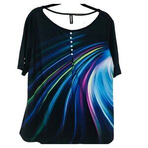 NWOT Just‎ Fashion Now Rainbow Tunic Top Women XL Abstract Jersey Lightweight